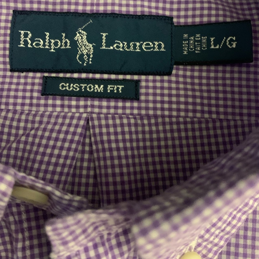 RALPH LAUREN LS Custom Fit Purple/White Tight Checked Shirt - Picture 3 of 7